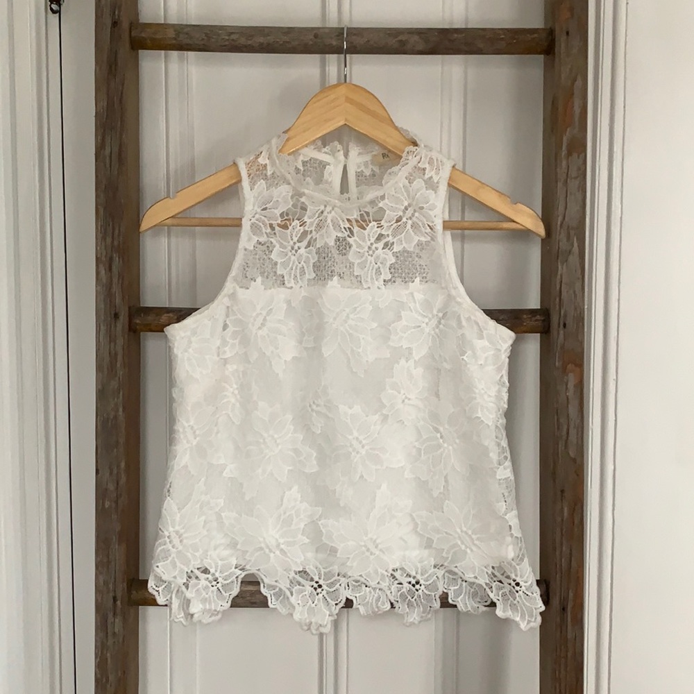 White Lace Crop Top - Size Small